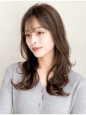 前髪黒髪サイドバング外ハネボブレイヤーカット#506f1201