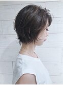 ハッシュカットフルバング似合わせカットレッドブラウン20代30代