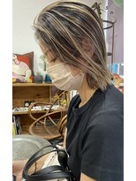 メトメ(METOME)&nbsp;［お客様ヘア］切りっぱなし×バレイヤージュ