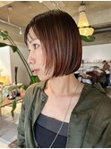 ミニボブハイライトマッシュボブ顔まわりカットショートボブ