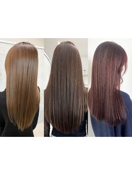 ダメージが少ないこだわり薬剤でしっとり質感にうっとり♪綺麗な髪で振り向かれ美人に…☆再現性も抜群です