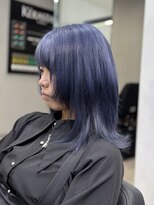 ラピス 福岡天神店(Lapis)&nbsp;ネイビーブルーカラー【ブリーチ】