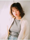 透明感×ふわミディアムボブ