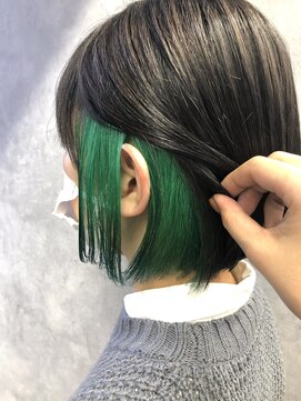 エル ヘアサロン なんば店(eL) eL☆MIKU  インナーカラー  グリーン