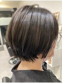 ショートボブ×アッシュブルー
