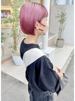 モカヘアー(mocha hair)&nbsp;ミニボブ/グレープカラー/シースルー前髪/切りっぱなしボブ