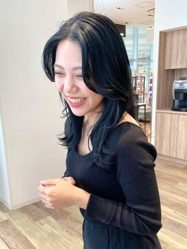 ケーツー あべのキューズモ－ル店(K-two) ブリーチなし*ブルーブラックカラー*黒髪*ロングレイヤーカット