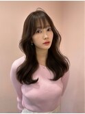 韓国ヘア/前髪あり/顔まわりカット/くびれヘア/グレージュ