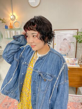 ヘアー アイス カンナ(HAIR ICI Canna) ボブパーマ/顔まわりレイヤー/前上がりボブ/オン眉/ショートボブ