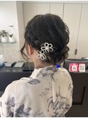 浴衣ヘア/ヘアセット/ヘアアレンジ/編み込み/シニオン