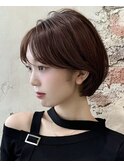 (岩田莉奈)うる艶カラー30代40代50代丸みショートひし形新宿