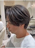 50代40代白髪ぼかしシルバーメッシュバレイヤージュ