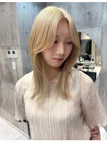 ワンズオゼ 渋谷(ONE's oze)&nbsp;2回ブリーチ/ミルクティーベージュ/ケアブリーチ/髪質改善