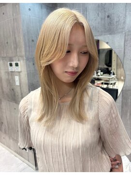 2回ブリーチ/ミルクティーベージュ/ケアブリーチ/髪質改善