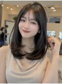 美髪レイヤーカット/顔まわりレイヤー/くびれロングレイヤー