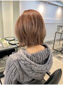丸顔解消 レイヤーボブ ブリーチありミルクティーベージュ
