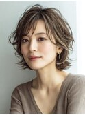 白髪ぼかし脱白髪染め似合わせショートボブ40代50代60代