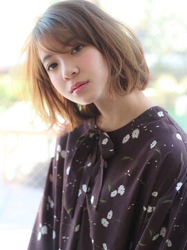 マイラ 銀座(myla) 大人可愛いベージュ艶カラーひし形ワンカールボブロブ20代30代