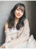 ワンカールストレート巻き髪ミディアム