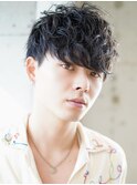 重め前髪 無造作質感ツイスパ前下がりマッシュ