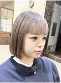 ダブルカラー/グレーベージュ/ブリーチ/シアーカラー/ボブ/町田