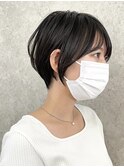 大人ショート黒髪/ショートヘア/イルミナカラー/前髪あり[調布]