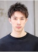 ラフツーブロックアッパー　かき上げヘア　サイドパート