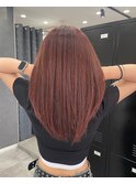 フェミニンセミロングレッドブラウン