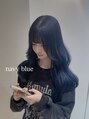 アースコアフュールボーテ 高岡店(EARTH coiffure beaute) ネイビーカラー＋顔まわりの似合わせカット