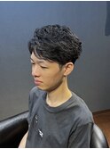 ビジネスツーブロックショート フェザーパーマ サイドパート