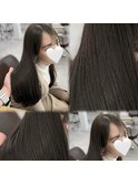 セミロンググレージュレイヤーカット