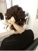 大きめ編み込み×サイドアップ