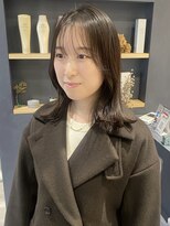 ラミエバイメルト 下北沢(lamie by melt)&nbsp;花田/黒髪/グレーベージュ/レイヤーロング/前髪パーマ/くびれ