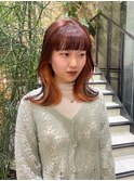 インナーカラー/オレンジブラウン/オレンジカラー 吉祥寺桜