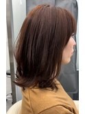 ミディアムレイヤーカット　アプリコットブラウン
