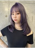 レイヤーカット/ケアブリーチ/ラベンダーカラー