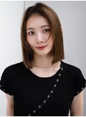 2ぱっつん前髪流し前髪鎖骨ミディアムボブ耳かけボブパーマ小顔