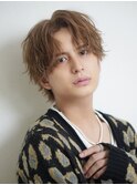 緩め波巻きブリーチなしアッシュブラウン