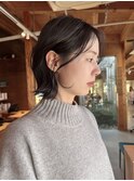 クセ毛も切りっぱなしボブ/30代40代20代/かきあげ前髪
