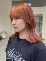 テトラ バイ ネオリーブ 横浜西口店(tetra by neolive)&nbsp;レイヤーカット　オレンジピンク　ケアブリーチ　N