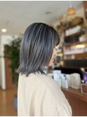★バレイヤージュ・ブルーグレー（シャドールーツ）ボブ★