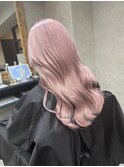 バレイヤージュ、ハイライト、レイヤーロング、グレーベージュ