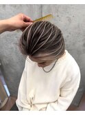 プラチナブロンドシャドールーツ　メンズセンターパート