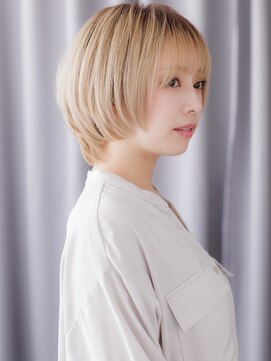 カバーヘア イヴ 戸頭店(COVER HAIR EVE) 透明感ハイトーンカラー金髪ブロンドマッシュボブZ戸頭20代30代