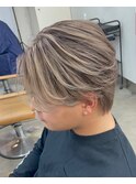 高円寺メンズブリーチカラーミルクティーベージュセンターパート