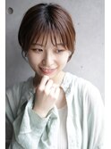 大人可愛い20代30代40代黒髪前下がりひし形小顔ボブ丸みショート