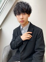 20代30代韓流☆ツイストパーマショートマッシュアッシュブラック