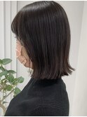 ぷつっとボブ似合わせカットイメチェングレージュフルバング