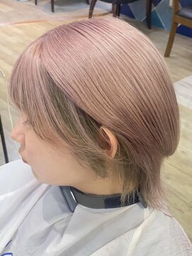 ロア 福岡天神本店(LORE) ダブルカラーミルクティーピンクベージュカラーハイトーンカラー