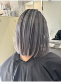 バレイヤージュ/ブルーシルバー/イメチェンボブ